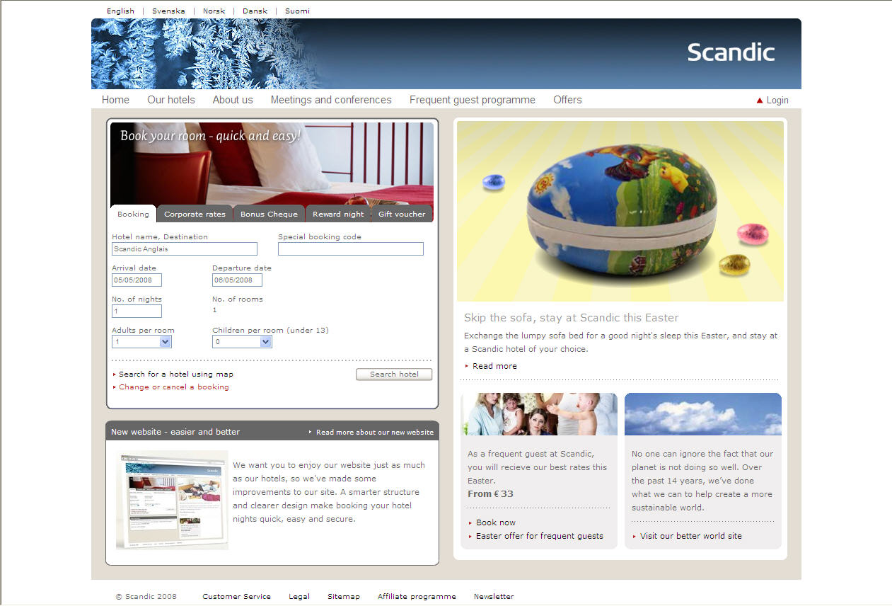 Scanweb homepage